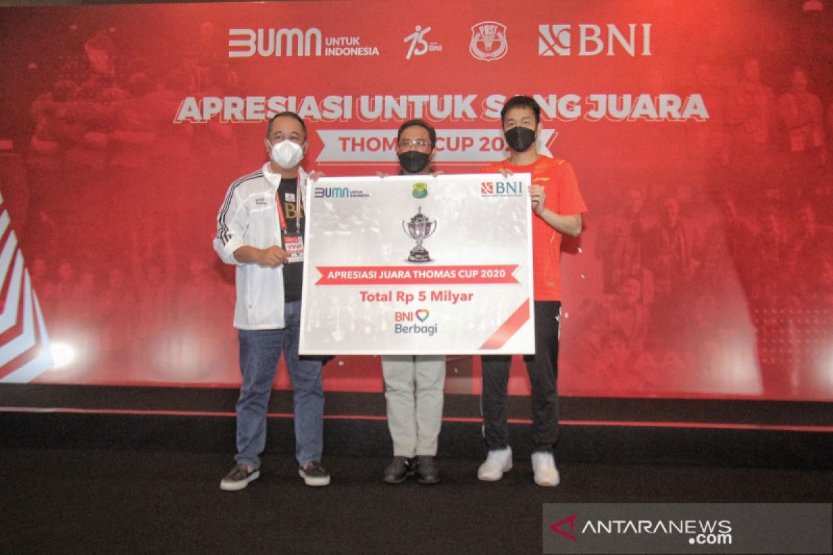 BNI apresiasi PBSI lewat dana pembinaan Rp5 miliar, berkah menang Piala Thomas