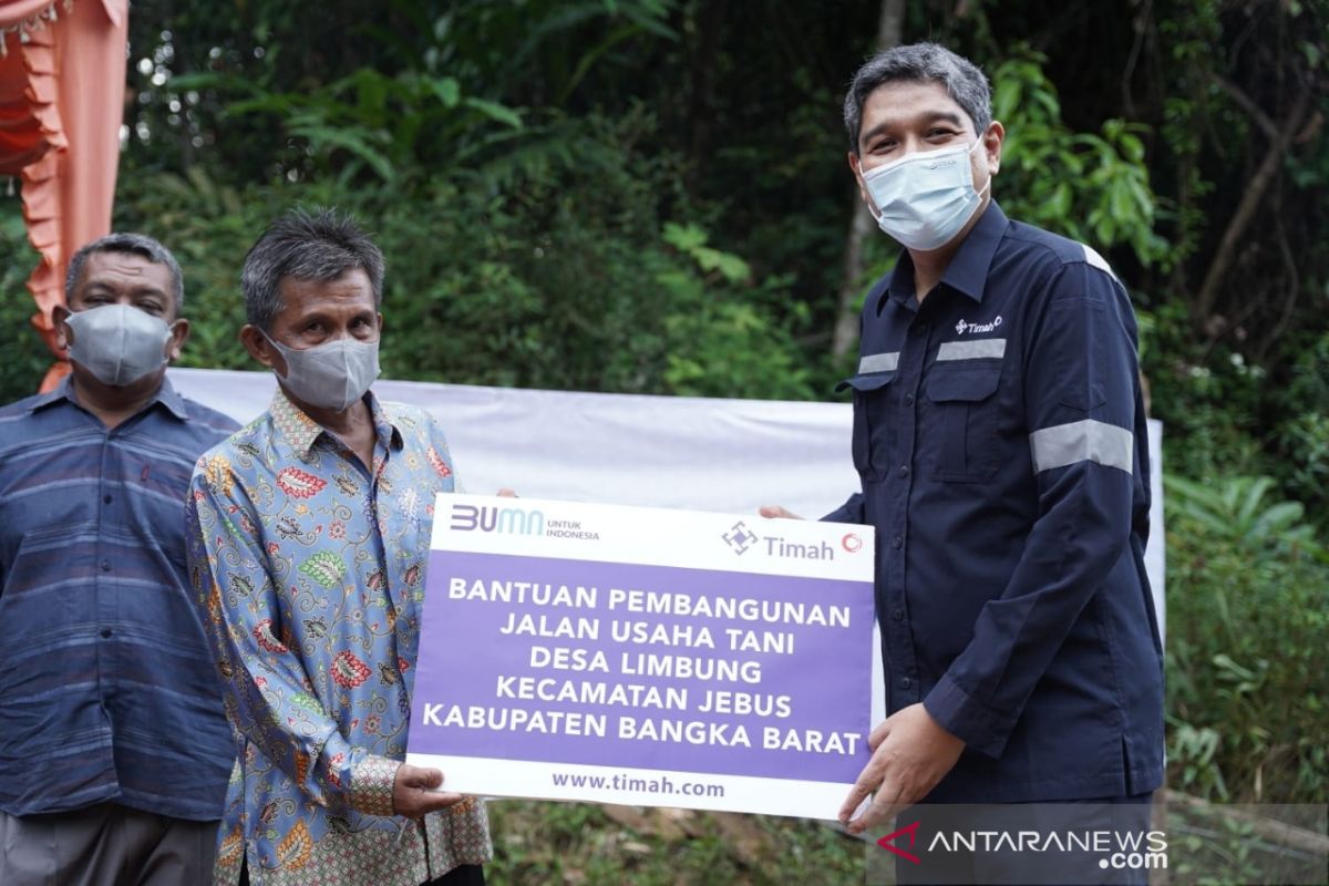 PT Timah bangun jalan usaha tani Desa Limbung Bangka Barat