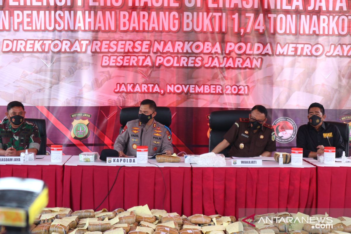 Jakarta police destroy 1.74 tons of drugs