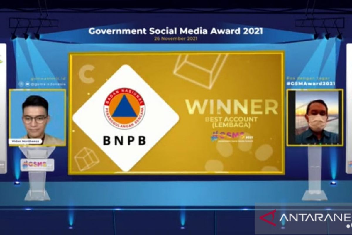 BNPB raih dua penghargaan di Goverment Social Media Award 2021