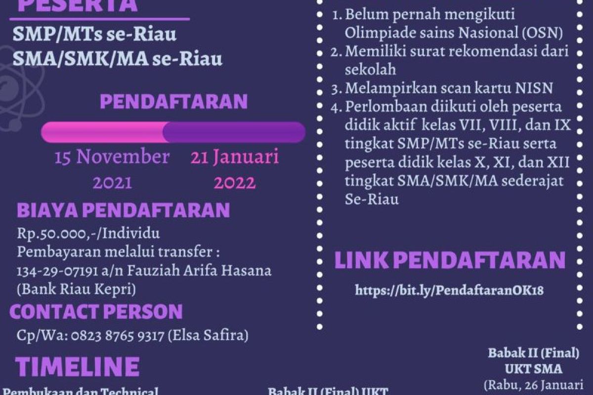 Himpunan Mahasiswa Kimia Unri gelar Olimpiade Kimia pada Januari 2022, ayo buruan mendaftar