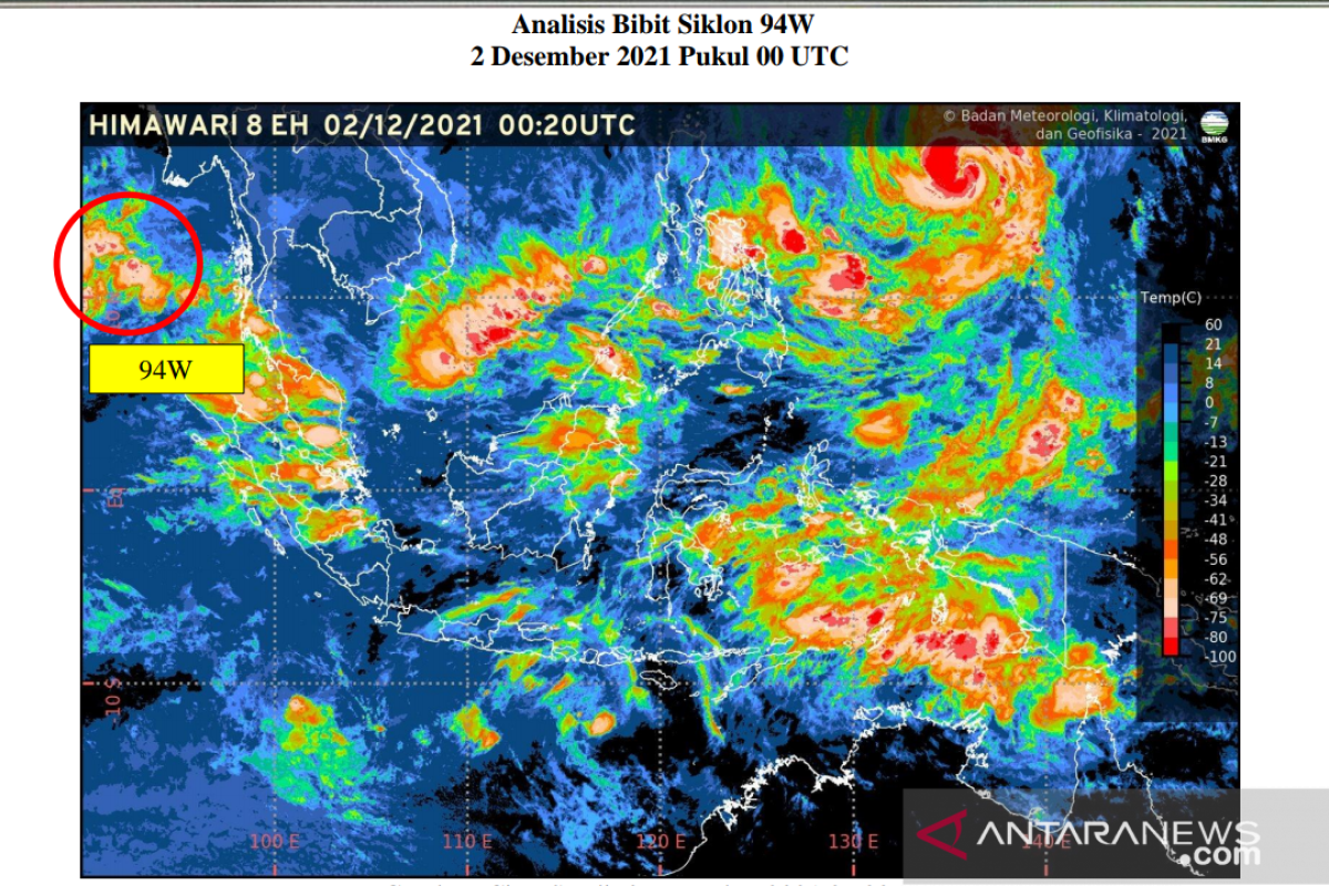 BMKG pantau bibit Siklon Tropis 94W di Teluk Benggala Aceh