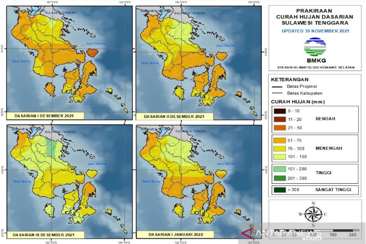 BMKG sebut Sultra alami curah hujan kategori menengah selama Desember