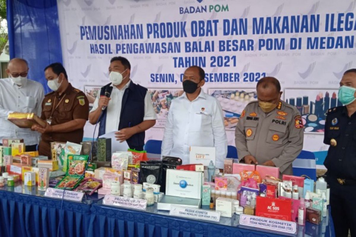 BBPOM Medan musnahkan produk ilegal  senilai Rp2,7 miliar