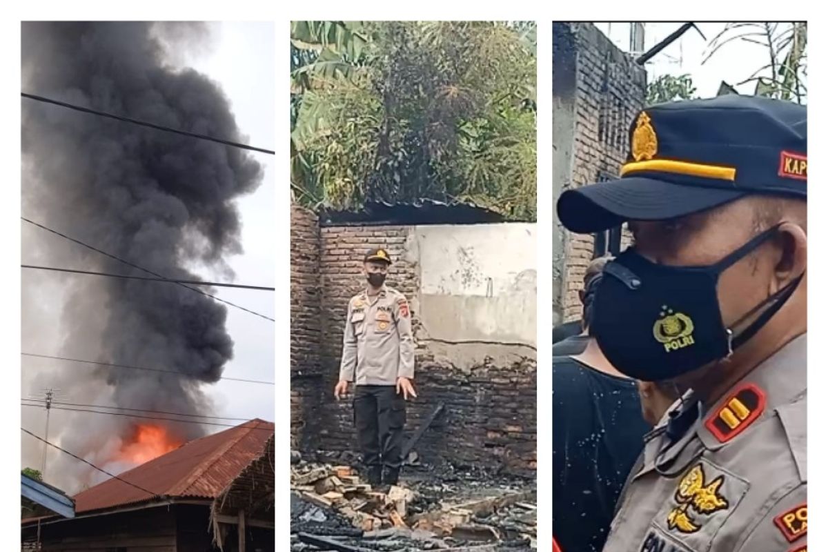 Diduga akibat arus pendek, tiga rumah di Kelurahan Sei Bilah Kecamatan Sei Lepan terbakar