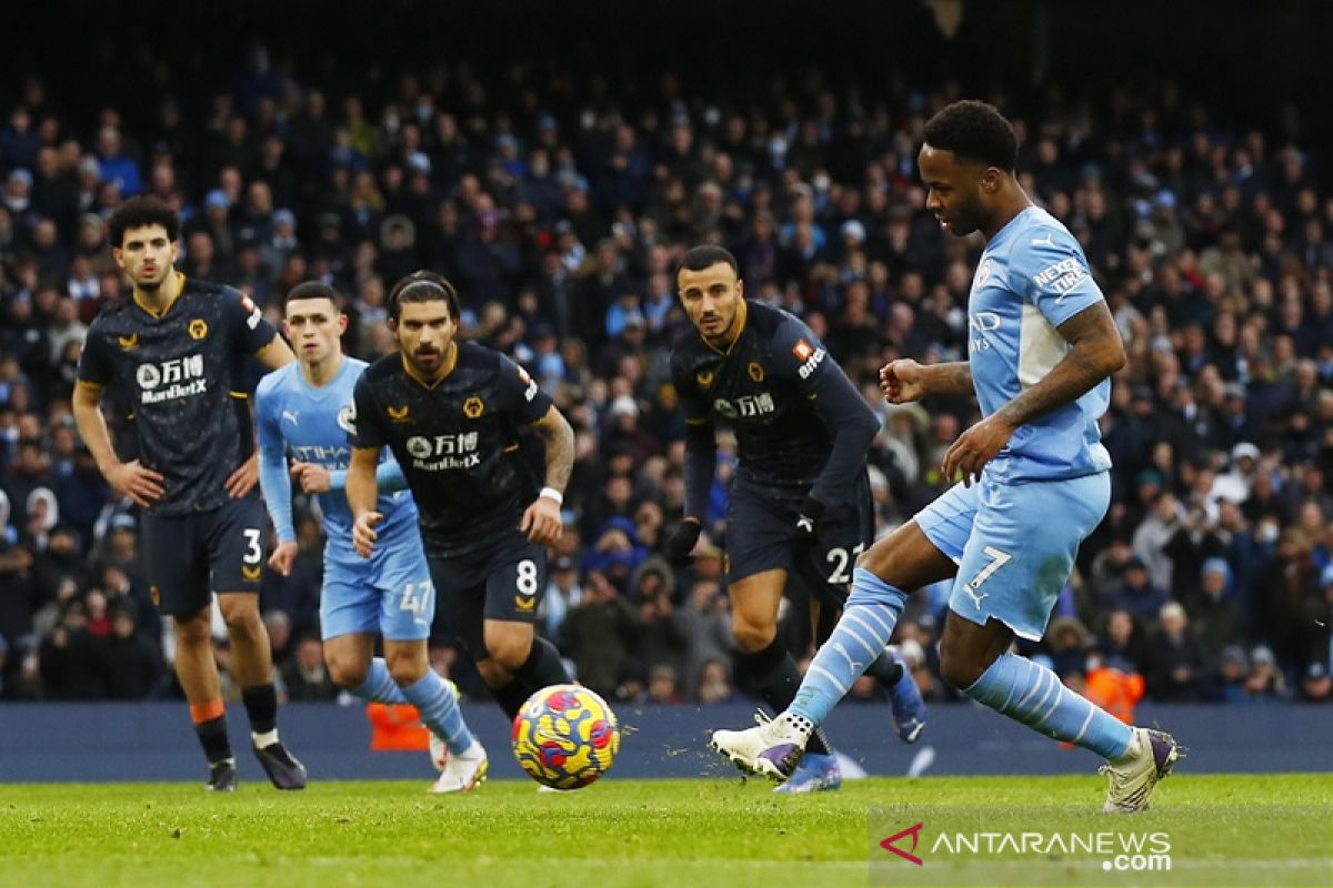 Liga Inggris - Manchester City butuh penalti untuk atasi sepuluh pemain Wolverhampton