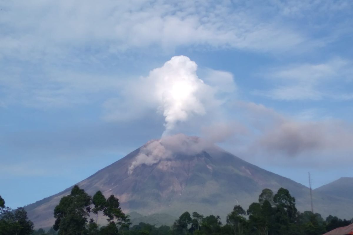 Gunung Semeru mengalami letusan dan guguran