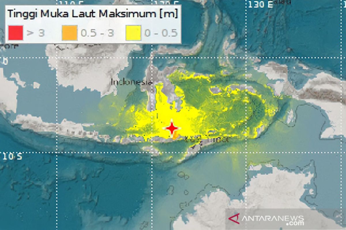 Gempa magnitudo 7,5 di Laut Flores, terjadi 15 gempa bumi susulan