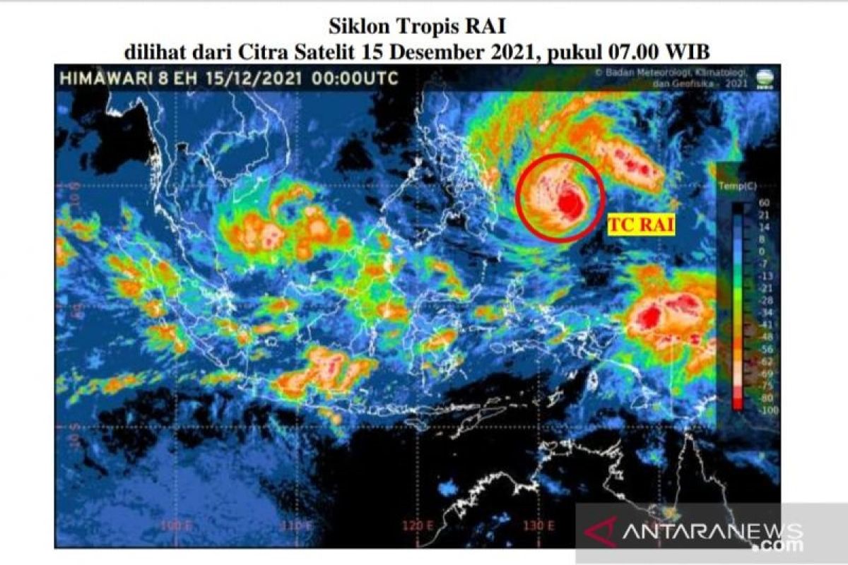 BMKG: efek siklon tropis Rai picu hujan lebat di sebagian wilayah Indonesia