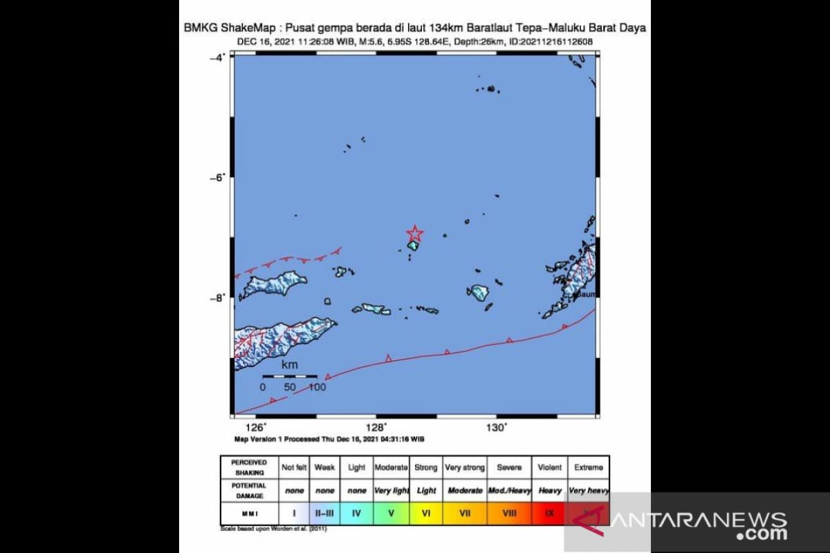 Gempa M5,6 di Laut Banda berjenis dangkal akibat sesar aktif