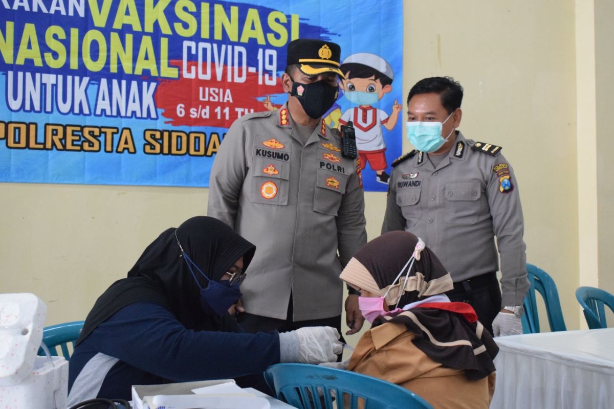 Gerai vaksin 24 jam Polresta Sidoarjo layani vaksinasi anak usia 6-12 tahun