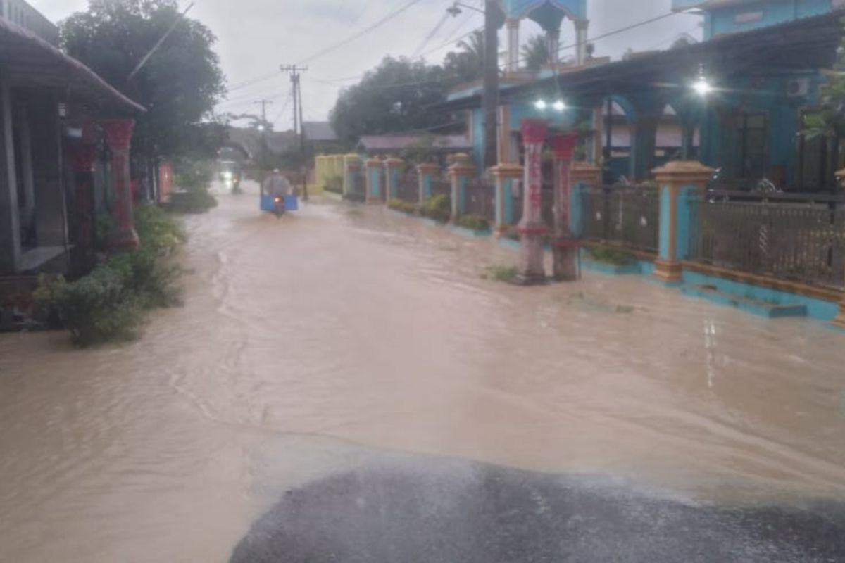 Banjir merendam pemukiman warga di Desa Karang Rejo Stabat