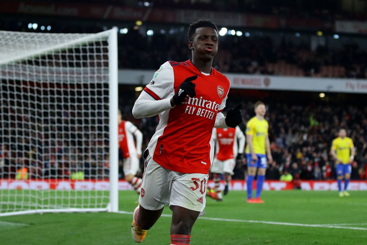 Tiga gol Eddie Nketiah antarkan Arsenal ke semifinal Piala Liga