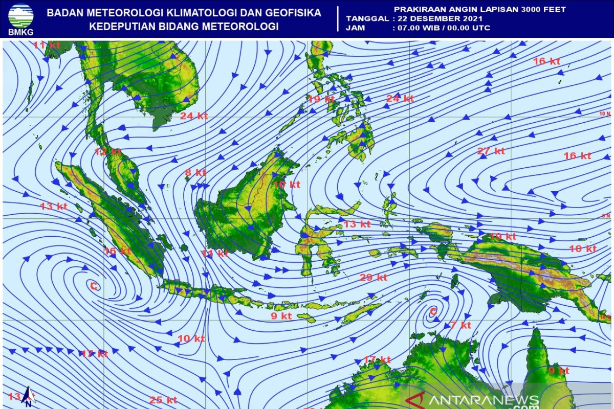 BMKG: 96,8 persen wilayah Indonesia hujan saat Natal dan tahun baru