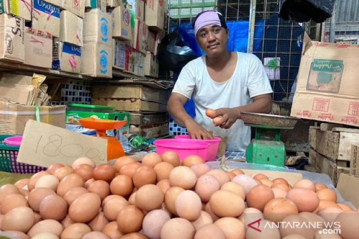 Harga telur ayam tetap tinggi di  Palembang jelang Tahun Baru