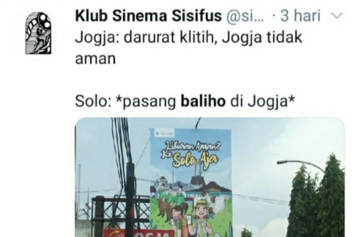 Baliho promosi wisata Solo di Yogyakarta trending di Twitter