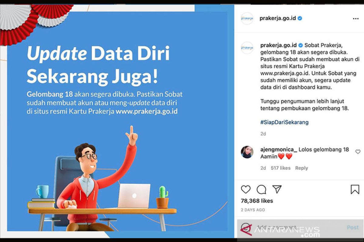 Pembuatan akun Kartu Prakerja 2022 telah dibuka Rabu ini