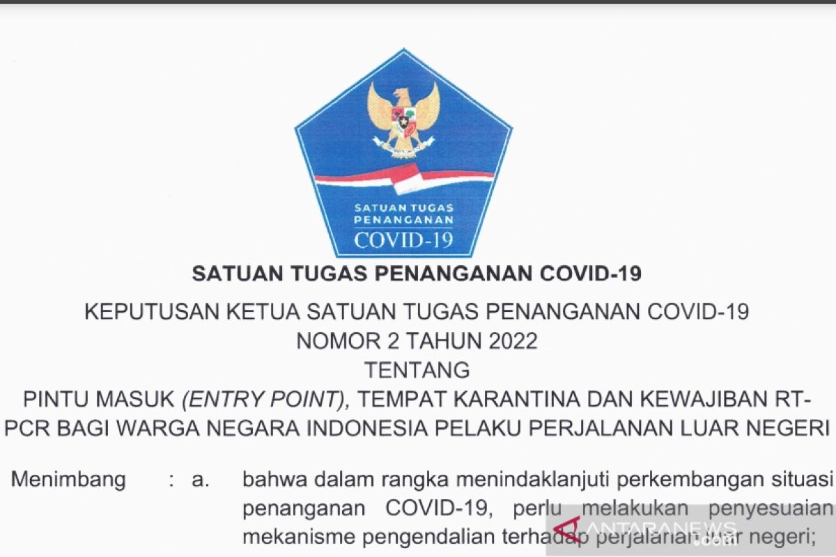 Satgas COVID-19 terbitkan aturan terbaru karantina maksimal 10x24 jam