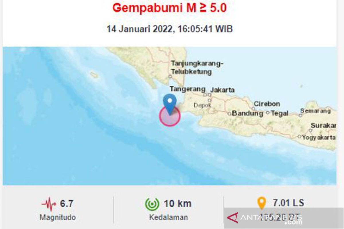 Banten diguncang gempa berkekuatan M 6,7