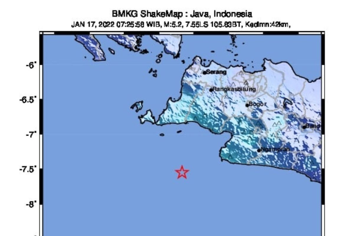 Sukabumi dan sekitarnya gempa magnitudo 5,4