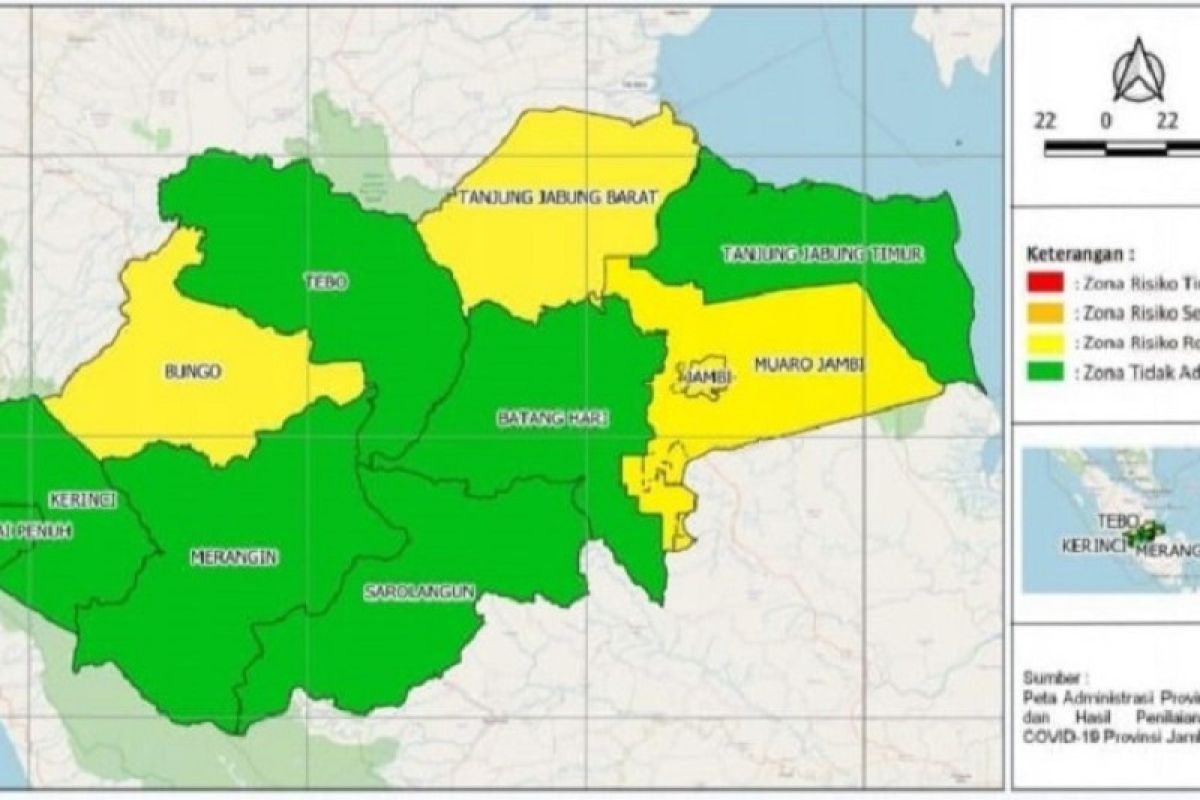 Tujuh daerah di Jambi zona hijau COVID-19