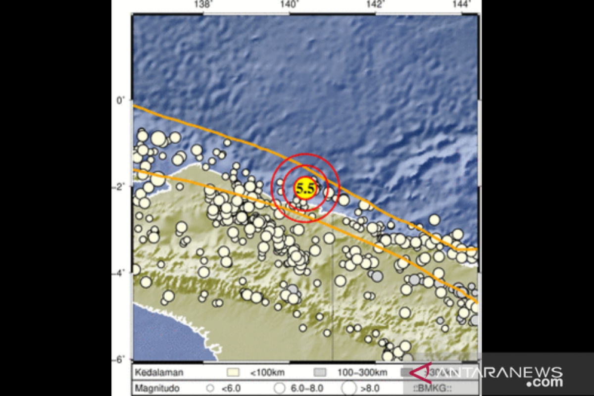 Jayapura Papua diguncang gempa berkekuatan M 5,5