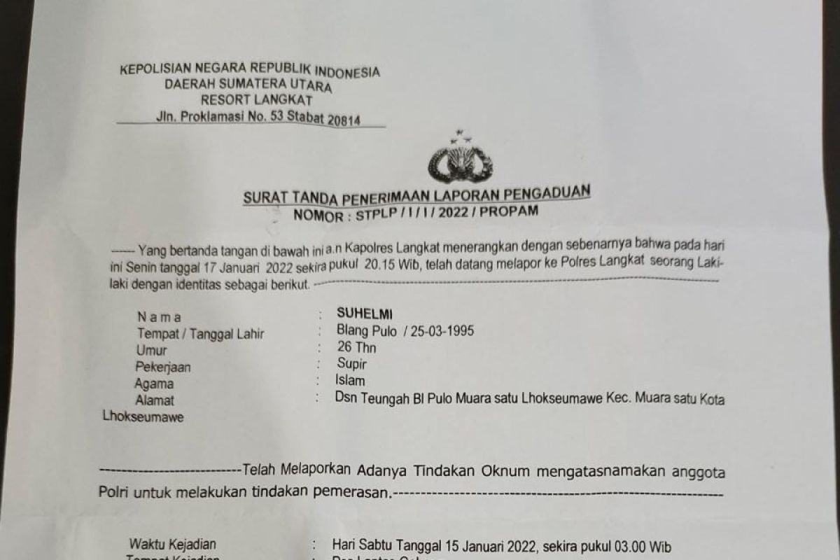 Oknum Lantas Polres Langkat diperiksa di Mapolda Sumut