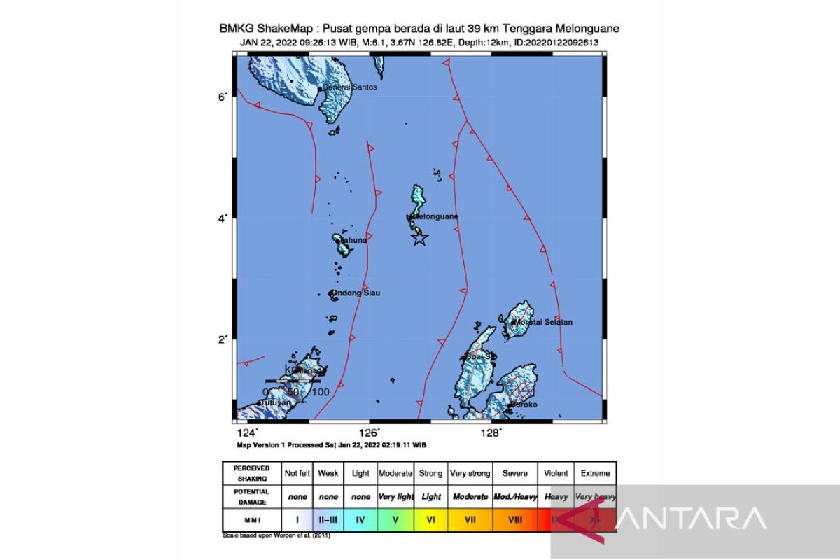 Gempa magnitudo 6,1 guncang Sulut, tidak berpotensi tsunami