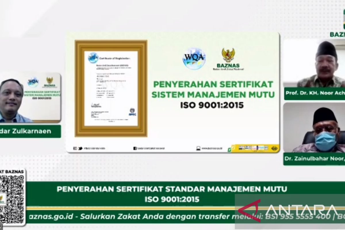 Baznas berhasil pertahankan sertifikat manajemen mutu ISO 9001:2015