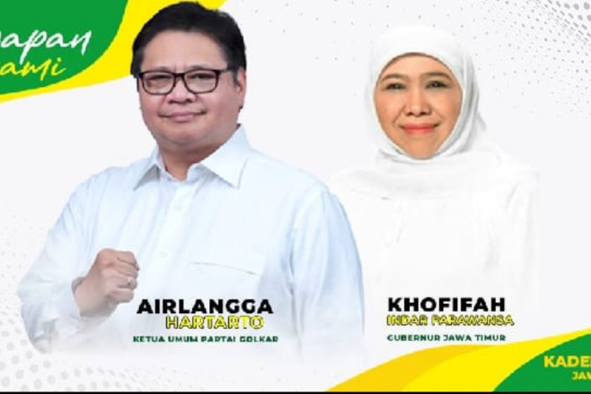 Foto Airlangga dan Khofifah beredar di sejumlah videotron Kota Surabaya