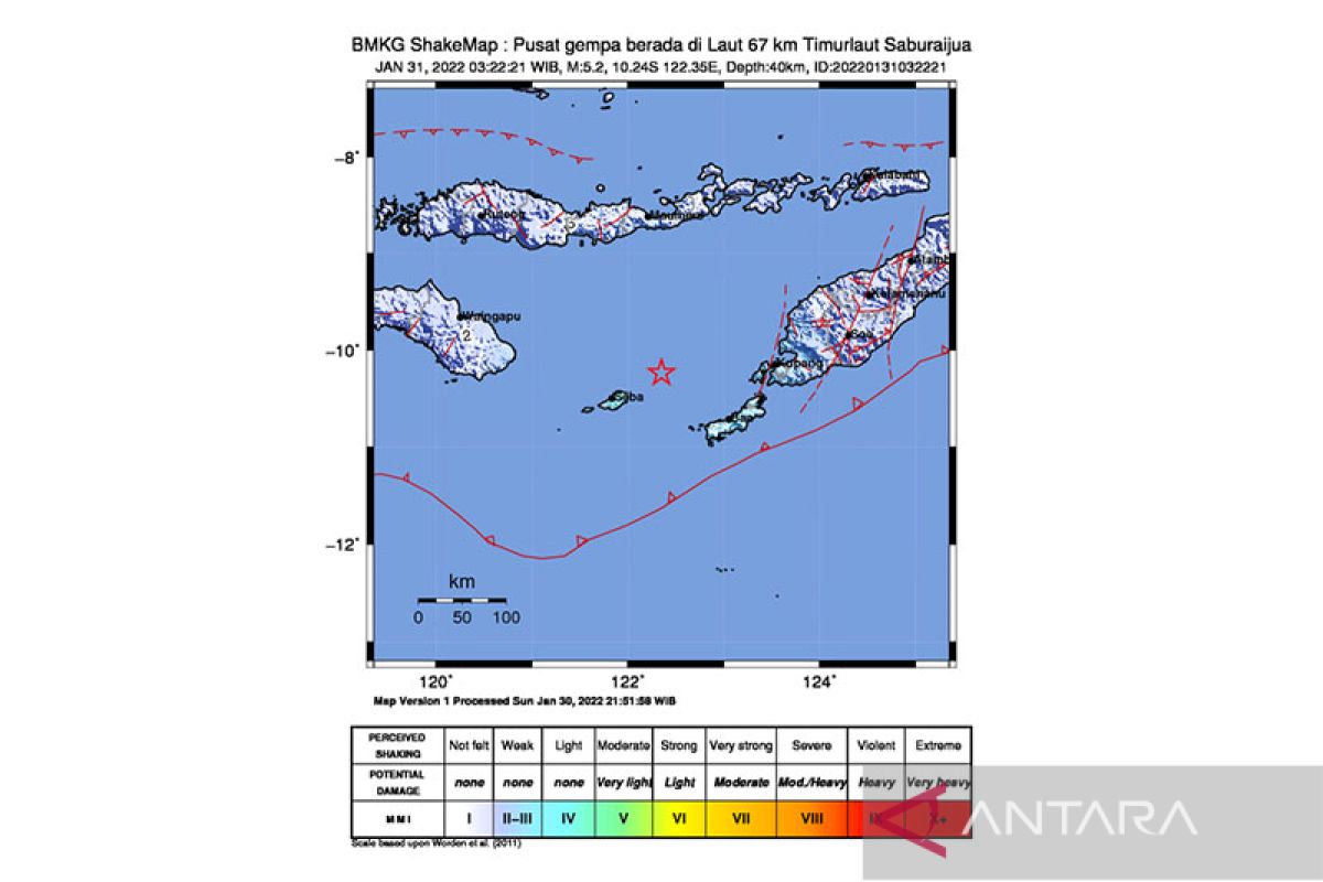 Gempa magnitudo 5,2 guncang Sabu Raijua NTT Senin dini hari