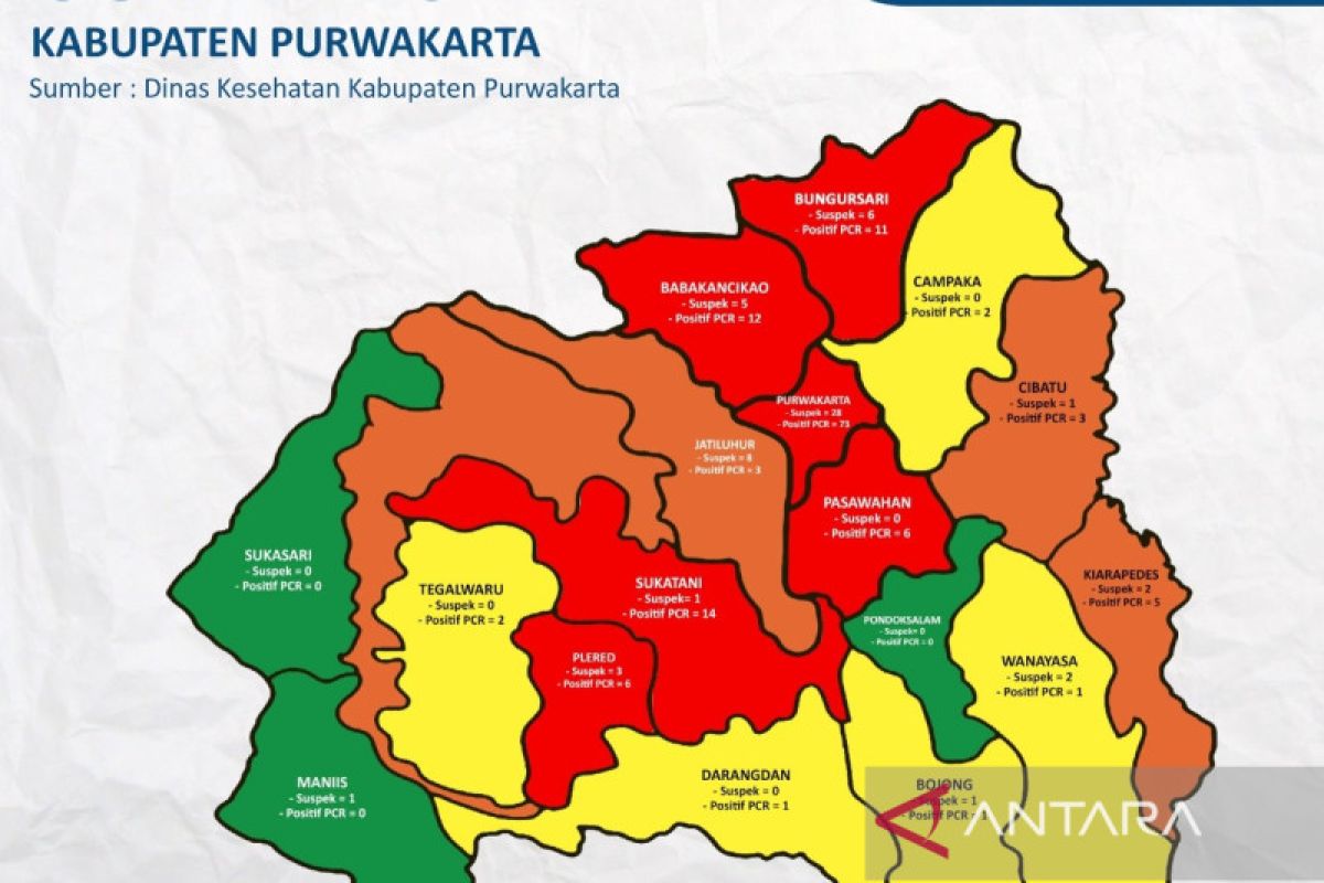 Enam kecamatan di Purwakarta berstatus zona merah penyebaran COVID-19