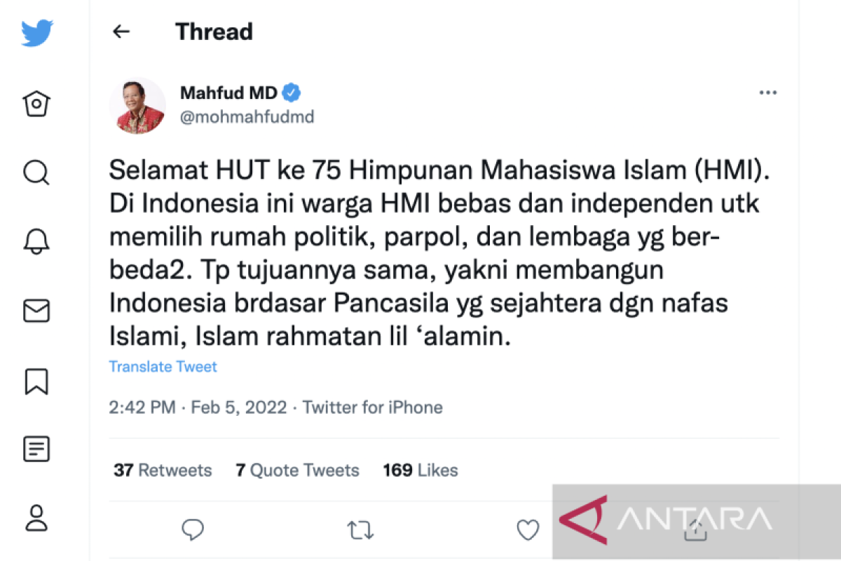 Mahfud: HMI bangun Indonesia berdasar Pancasila yang sejahtera