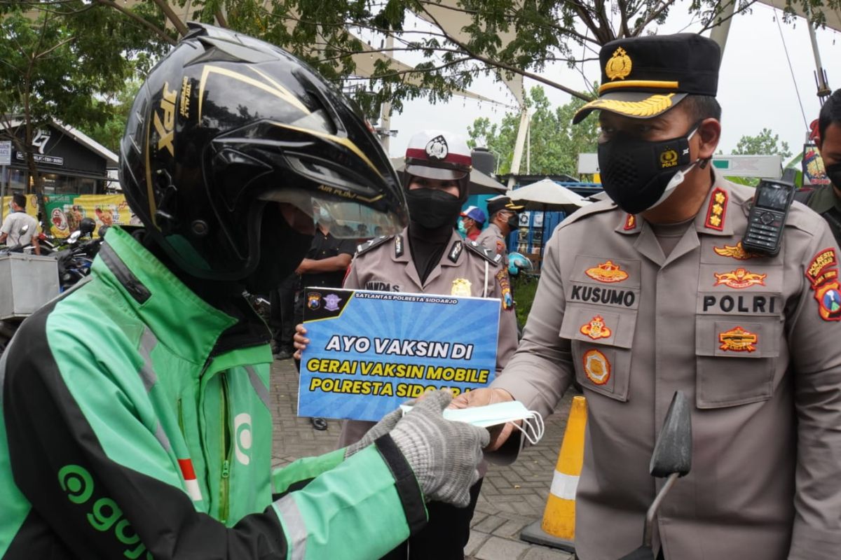 Polresta Sidoarjo gencarkan razia prokes dan vaksin