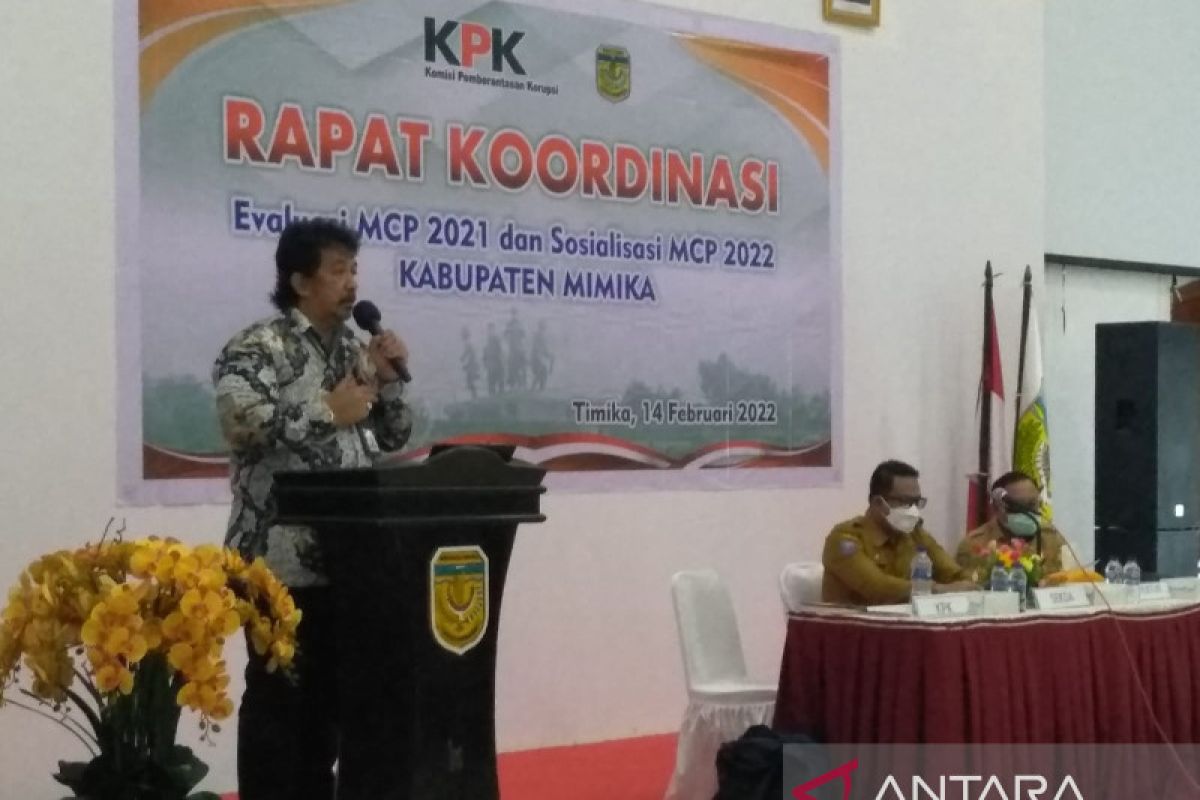 KPK soroti MCP Mimika peringkat sembilan di Papua