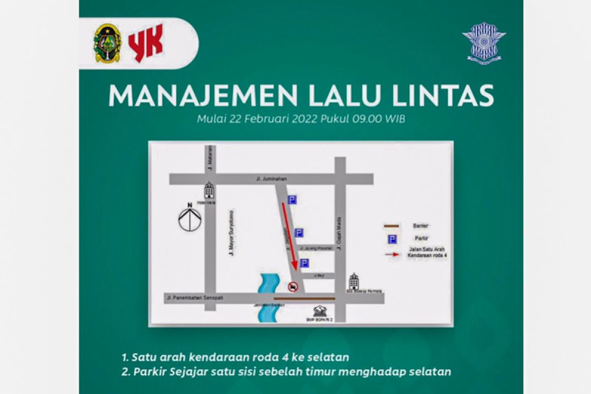 Jalan Jagalan Yogyakarta akan berlaku searah dari utara ke selatan