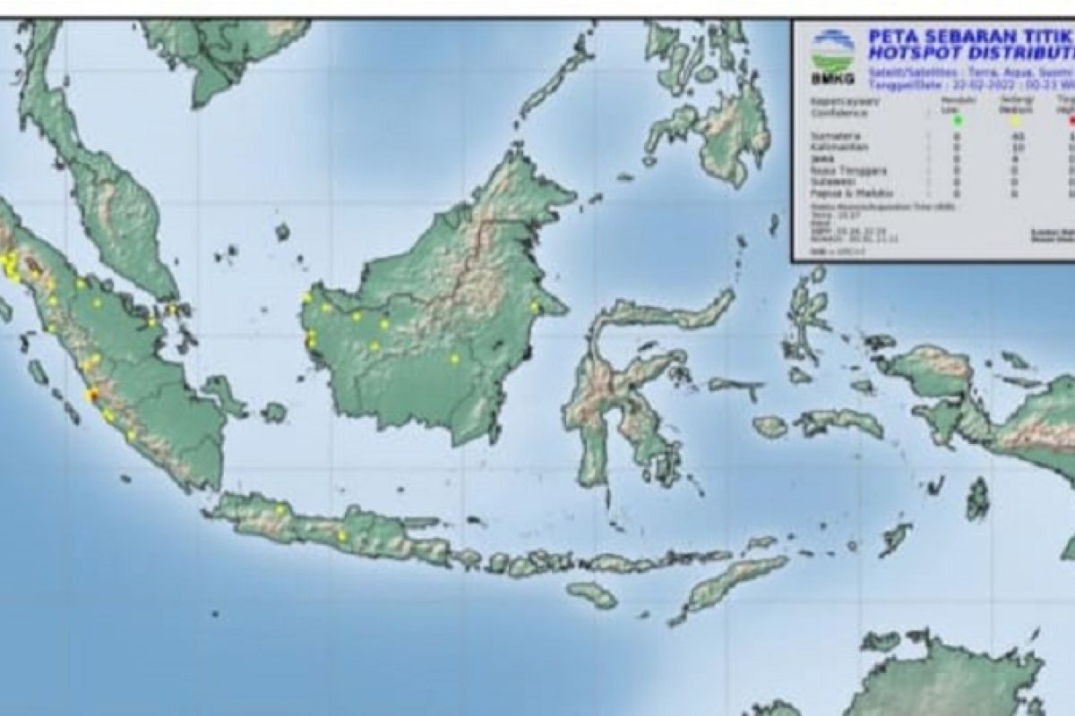 Tujuh titik panas terpantau BMKG di Sumatera Utara