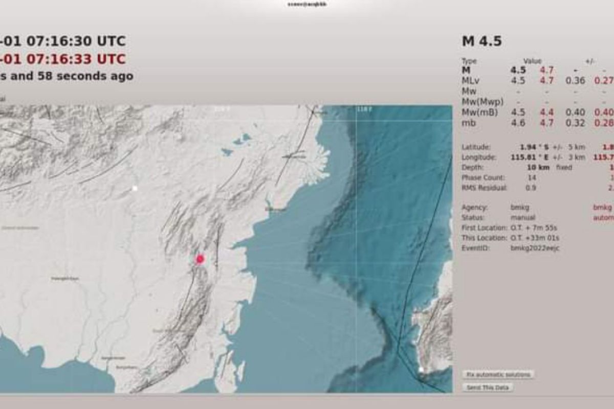Guncangan gempa bumi dirasakan di empat kecamatan di Paser