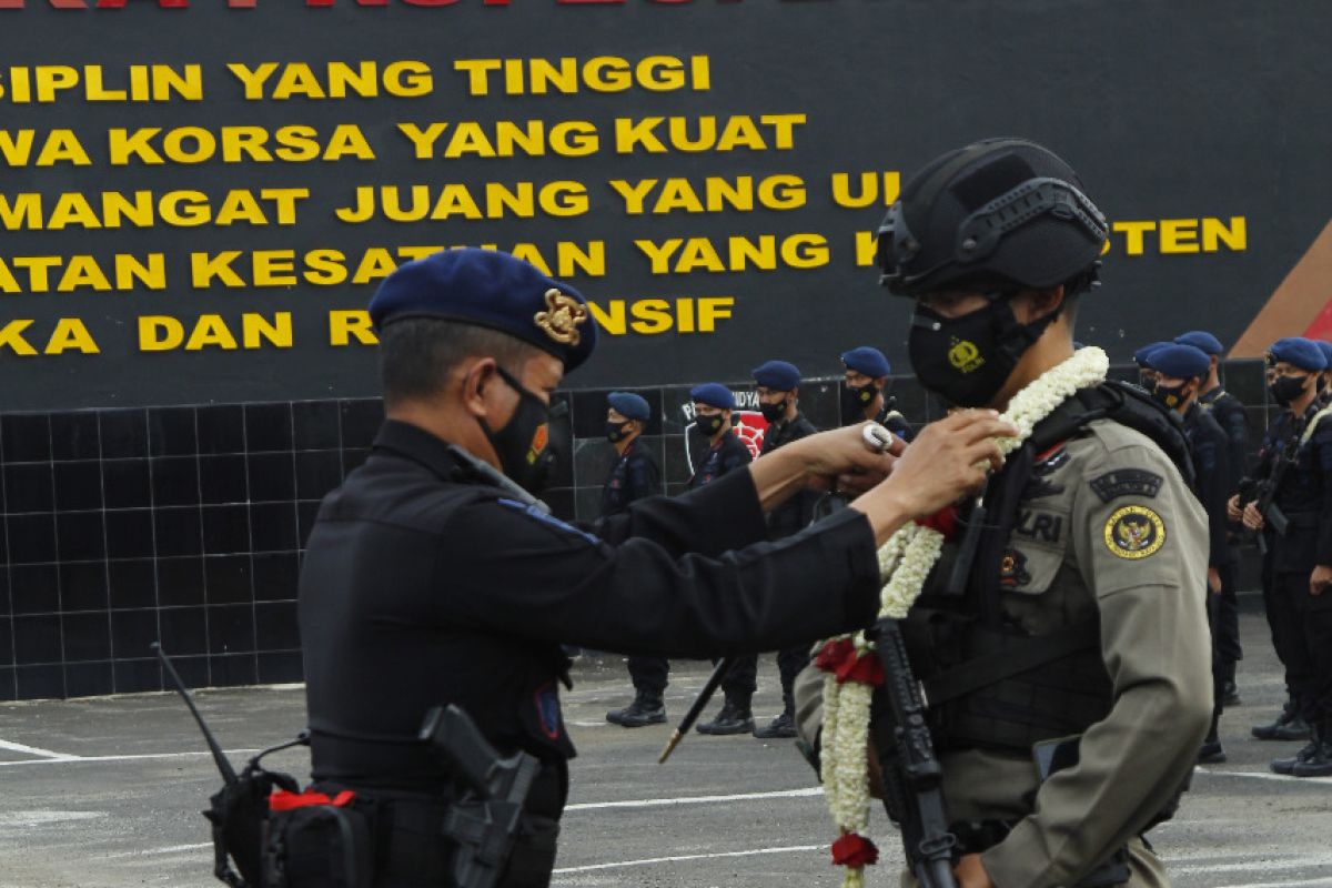 Brimob Lampung sambut personel selesai tugas dari Mandago Raya Sulteng
