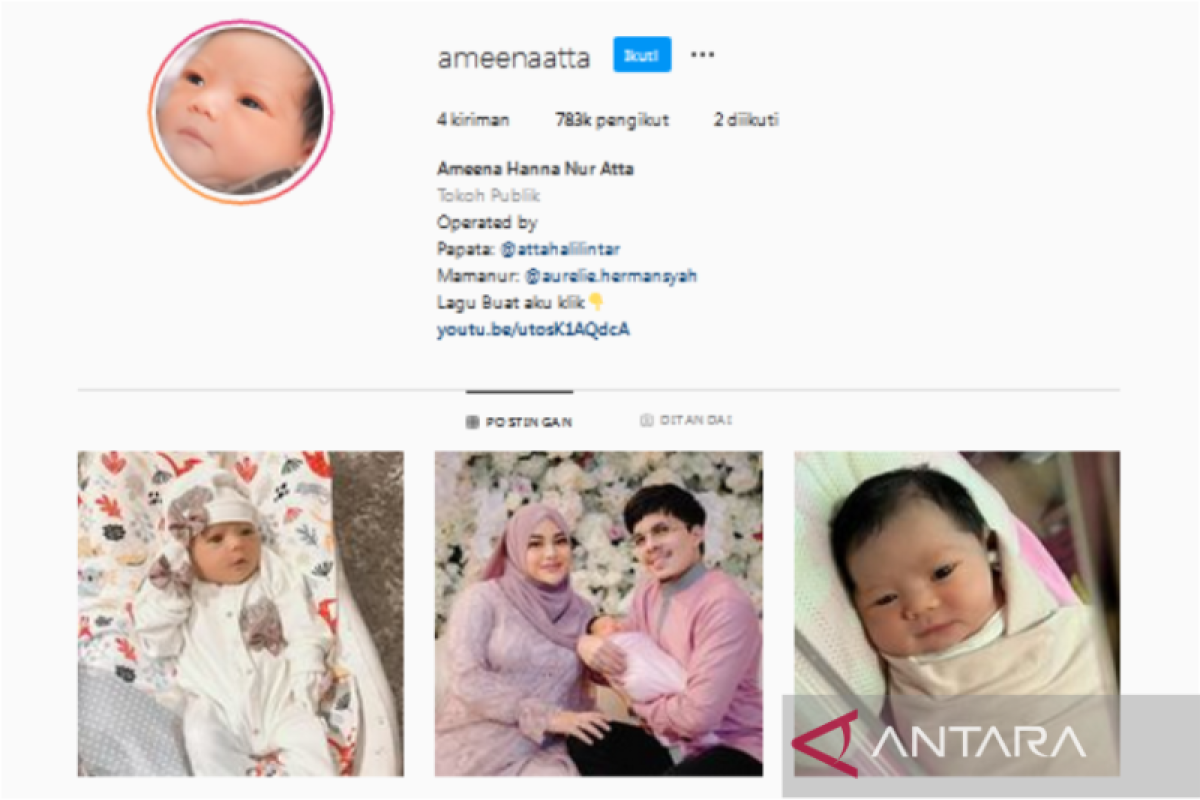 Baru bikin akun Instagram, Akun putri Aurel dan Atta Halilintar tembus ratusan ribu followers