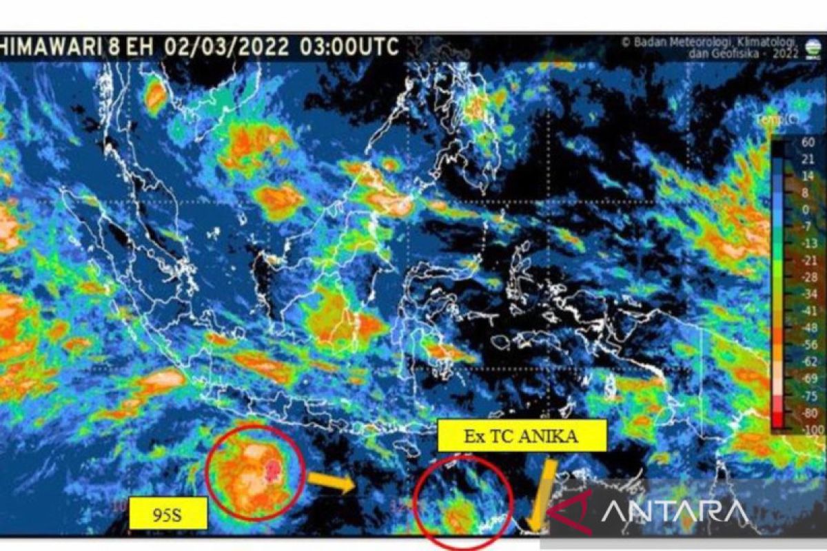 Eks Siklon Tropis Anika pengaruhi hujan lebat di Jawa Timur-NTT