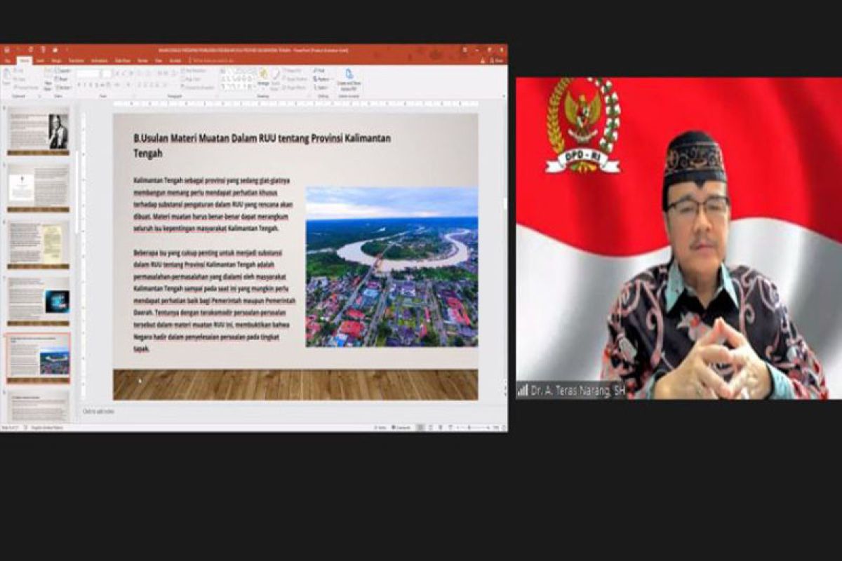 Anggota DPD sebut RUU Provinsi Kalimantan Tengah perhatikan lima isu