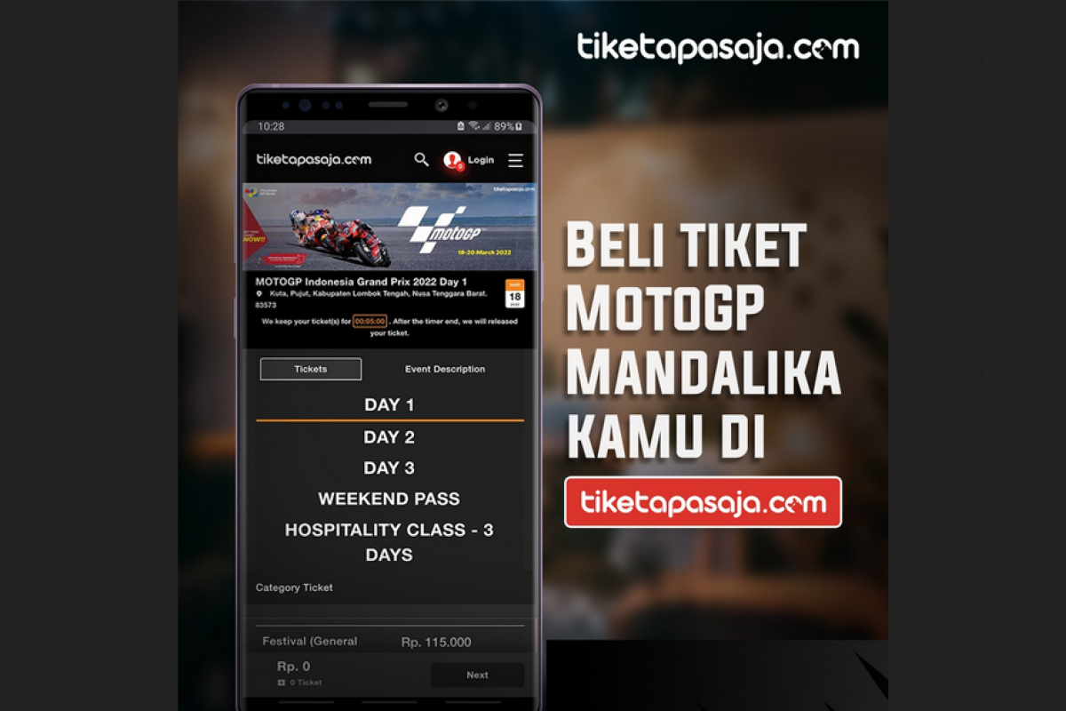 Tiket MotoGP 2022 Mandalika di Tiketapasaja.com laku keras