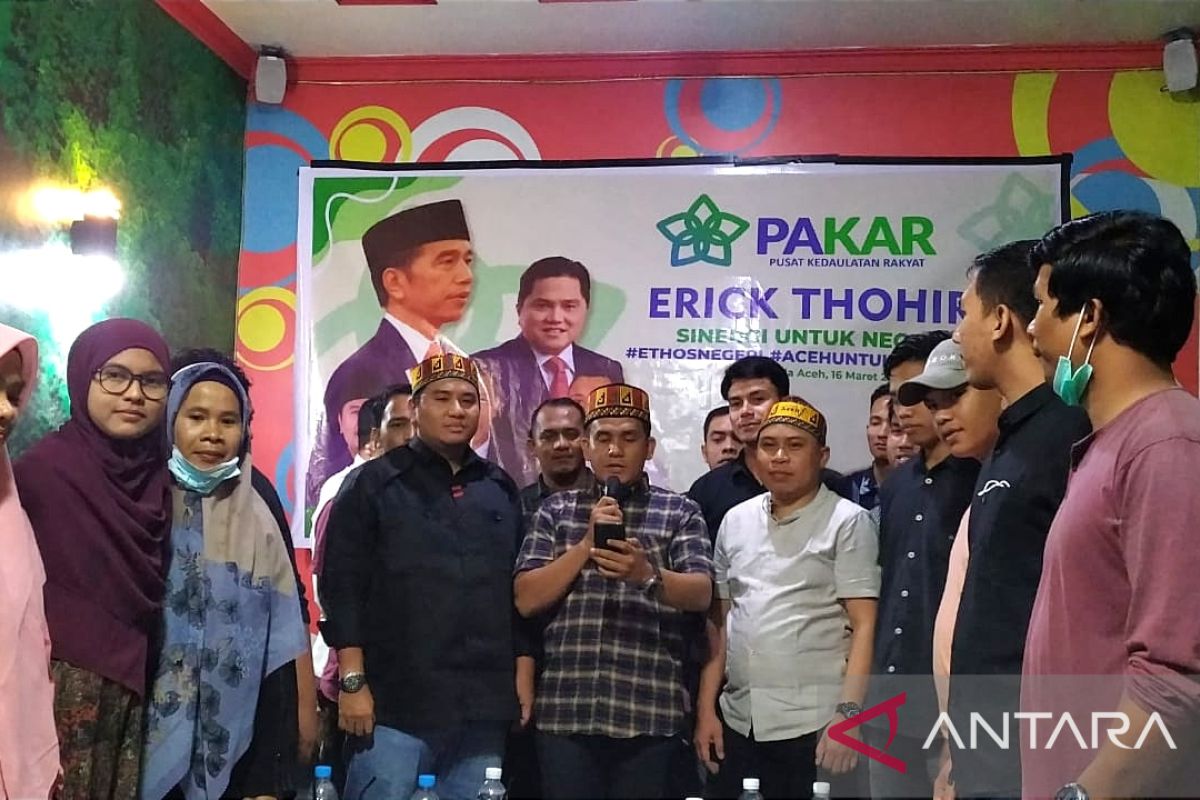 PAKAR Aceh deklarasi mendukung Erick Thohir maju Pilpres 2024
