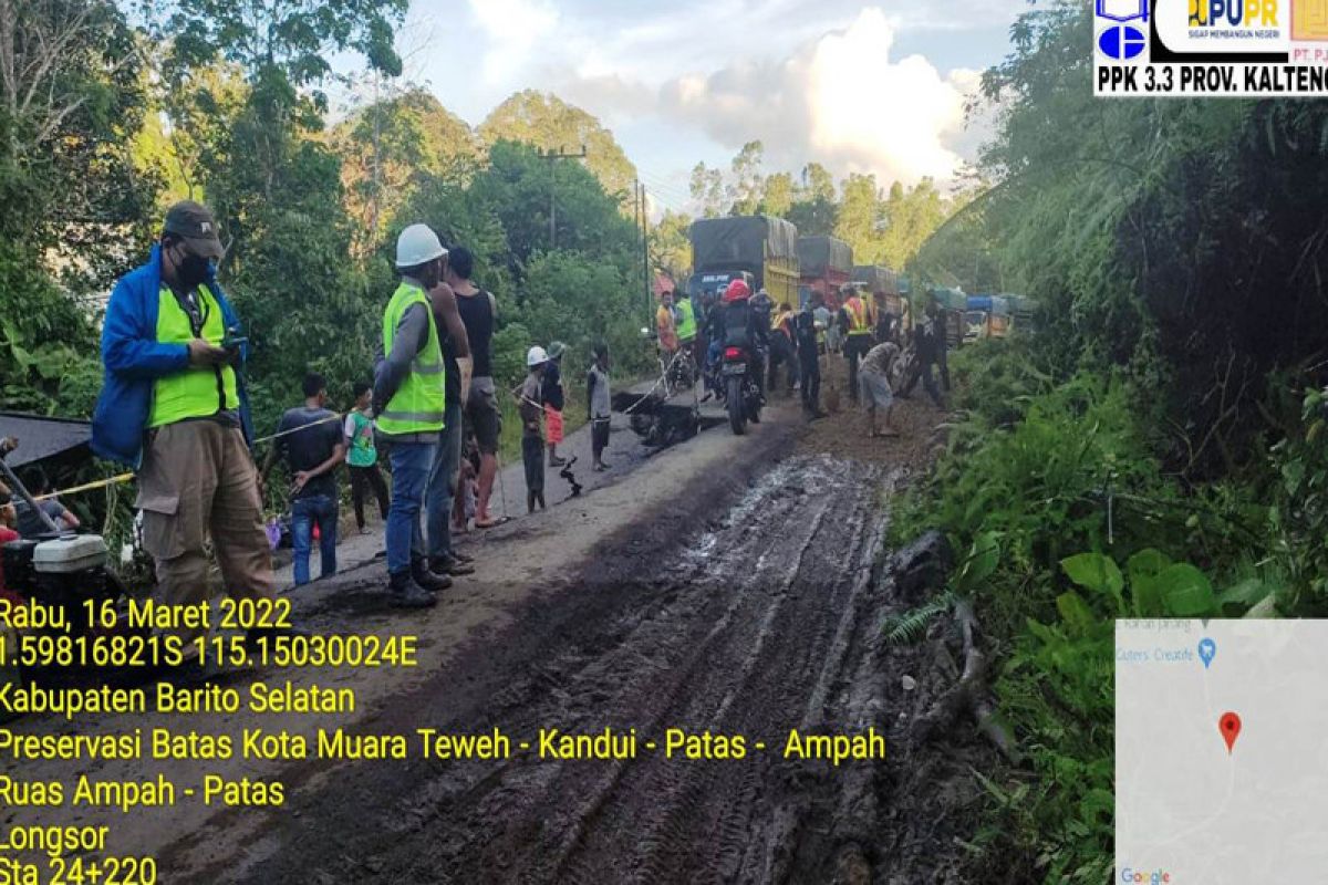 Jalan penghubung Barut-Kalsel amblas, perbaikan harus dipercepat