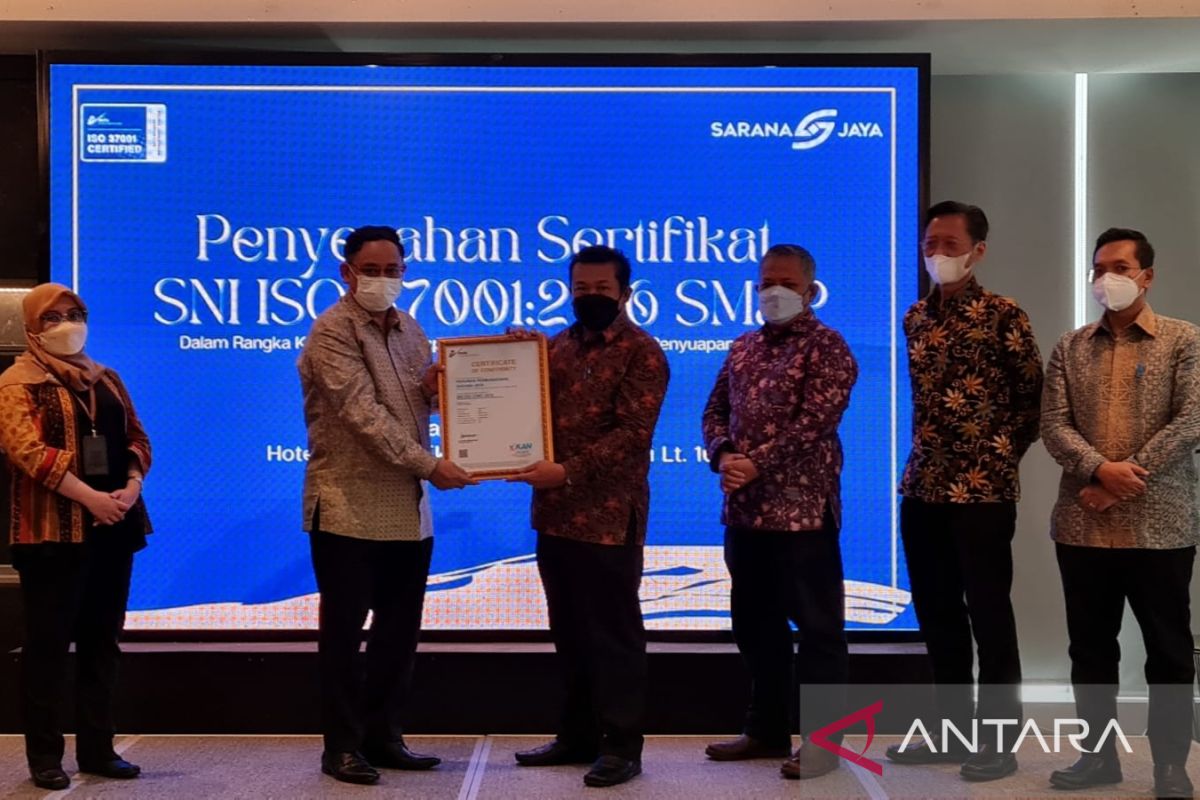Sarana Jaya raih sertifikat manajemen anti suap jelang HUT ke-40