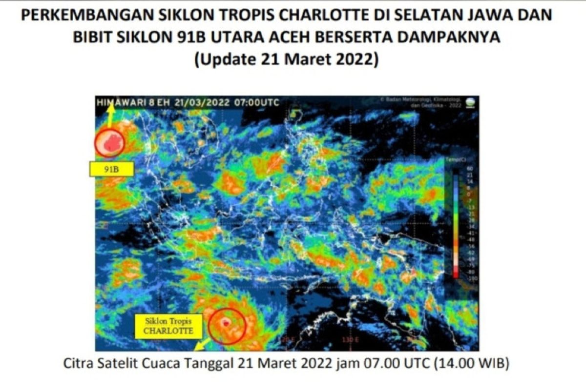 Siklon Tropis Charlotte jauhi  Indonesia mayoritas kota berawan