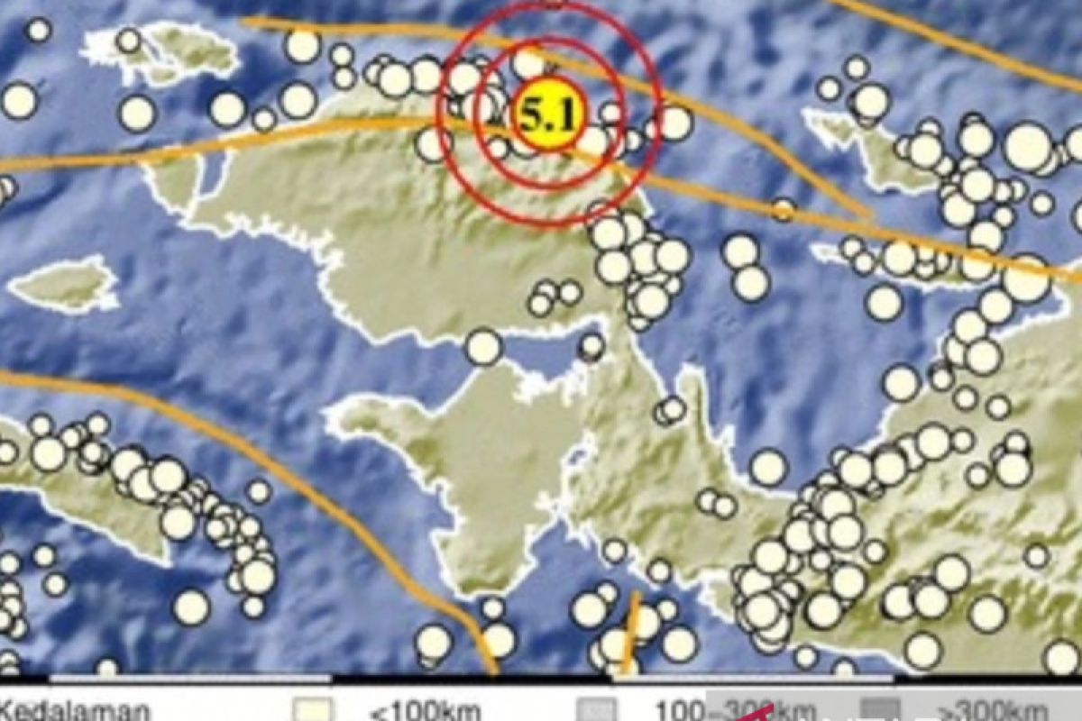 Gempa Magnitudo 5,1 Guncang Pegunungan Arfak Papua Barat