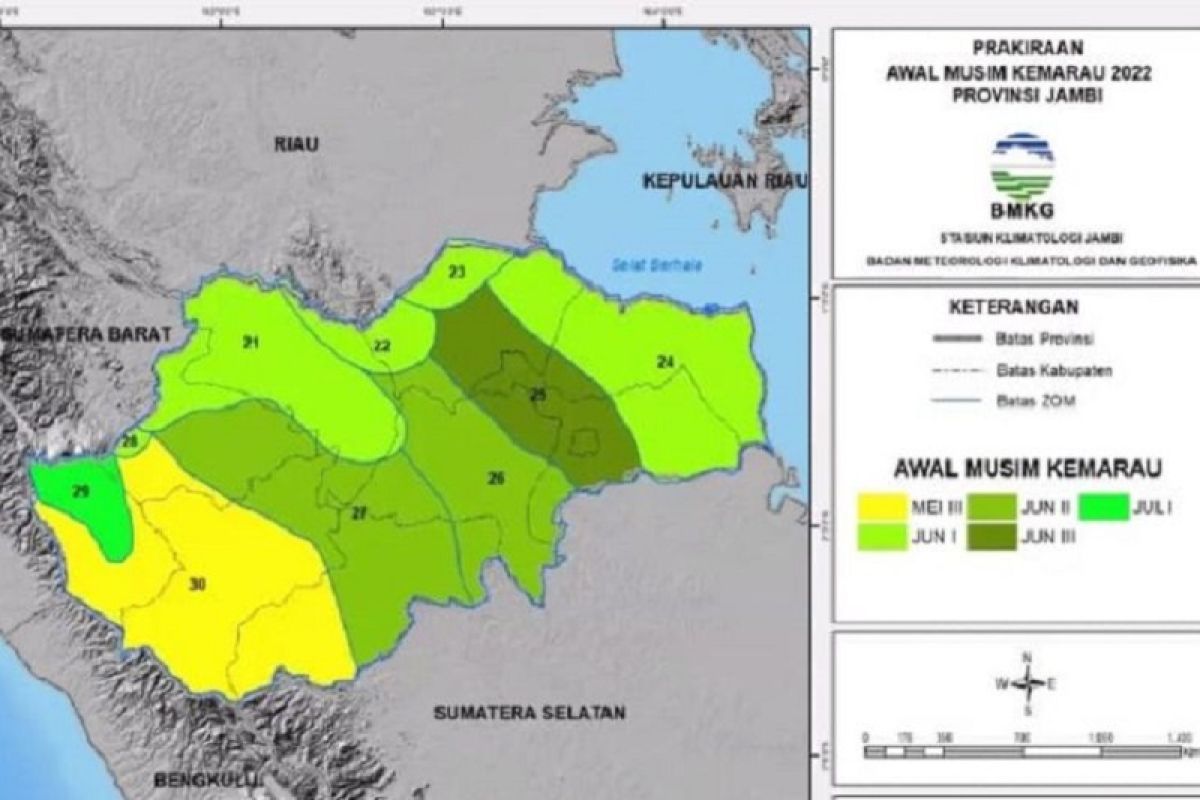 BMKG sebut  semua Wilayah Jambi diprakirakan memasuk musim kemarau akhir Mei