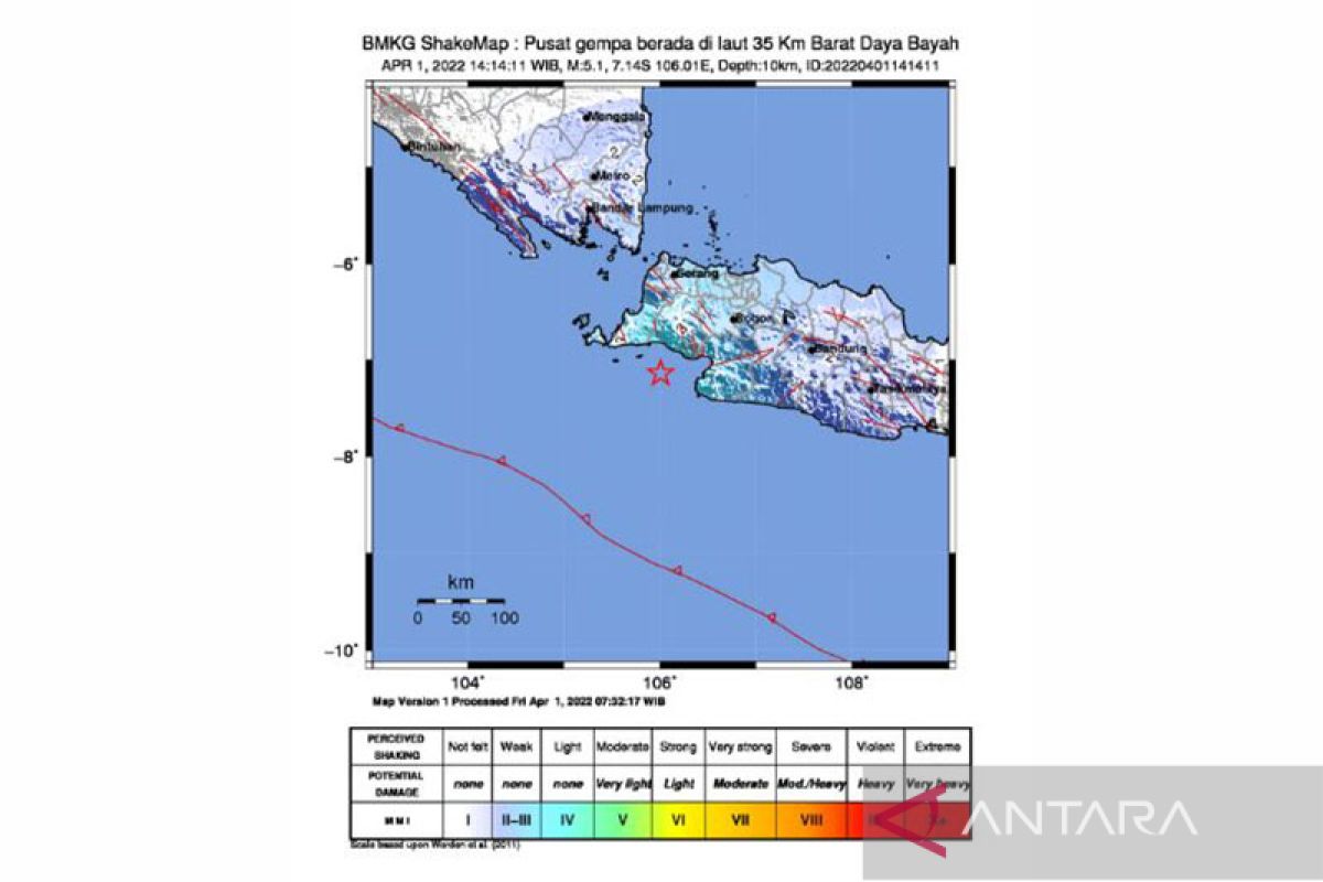 Gempa Banten M 5,1 dipicu sesar aktif yang ada di dasar laut